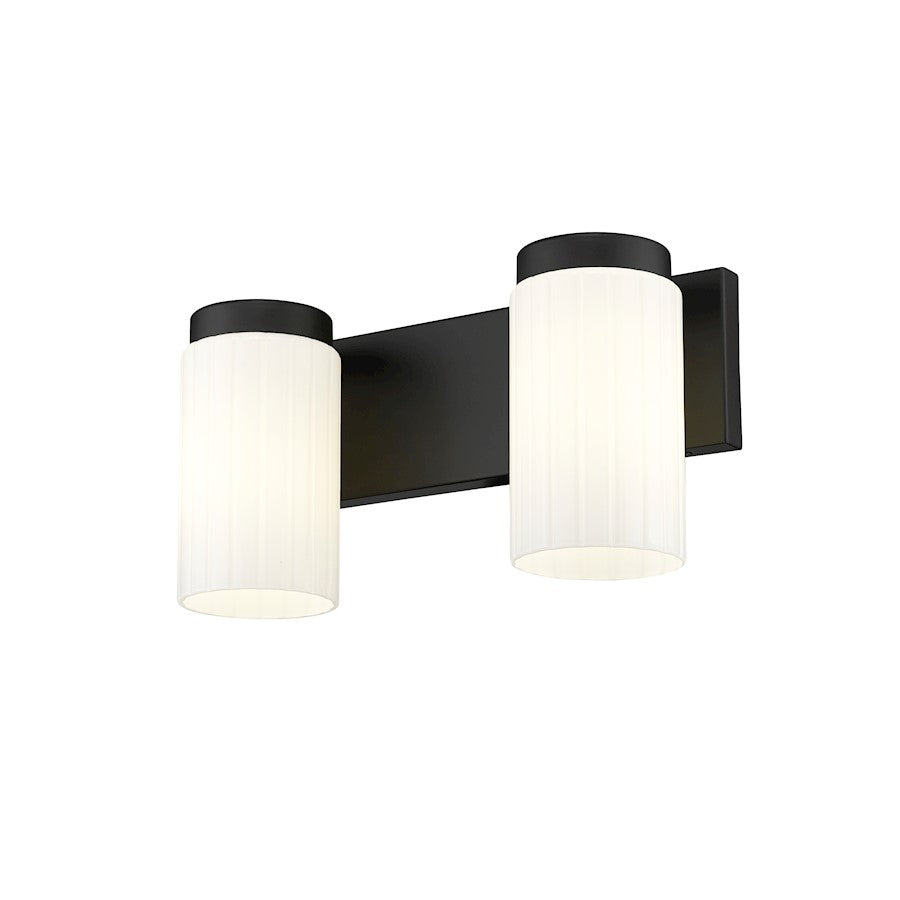 2 Light 14" Bathroom Vanity Light, Matte Black