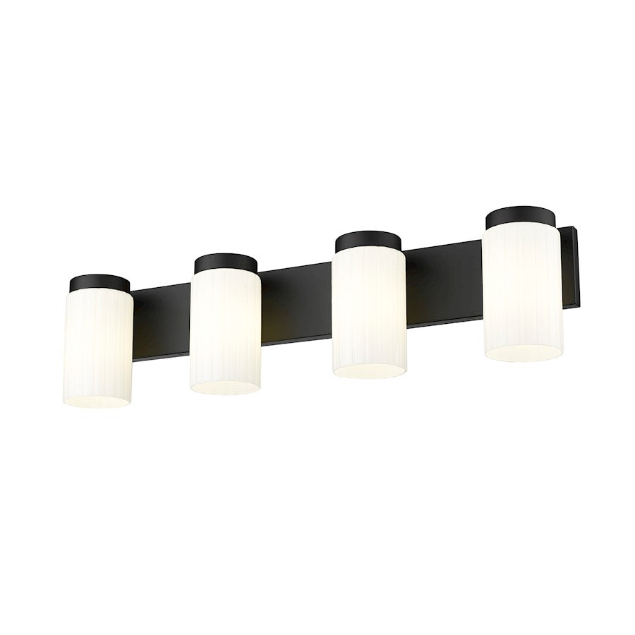 4 Light 30" Bathroom Vanity Light, Matte Black