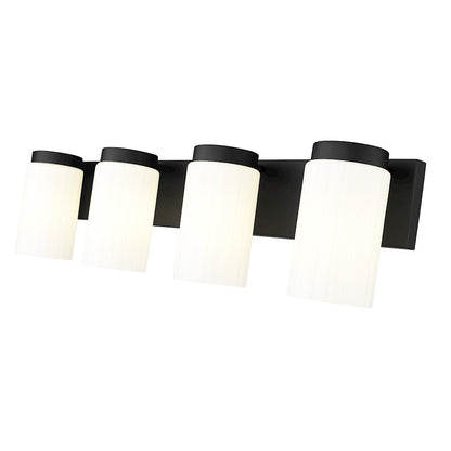 4 Light 30" Bathroom Vanity Light, Matte Black