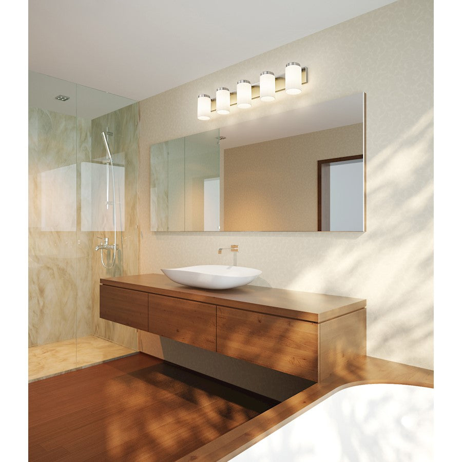 5 Light 38" Bathroom Vanity Light, Brushed Nickel