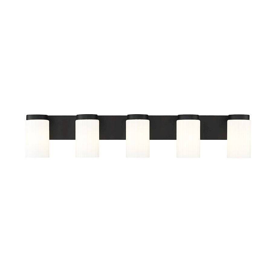 5 Light 38" Bathroom Vanity Light, Matte Black