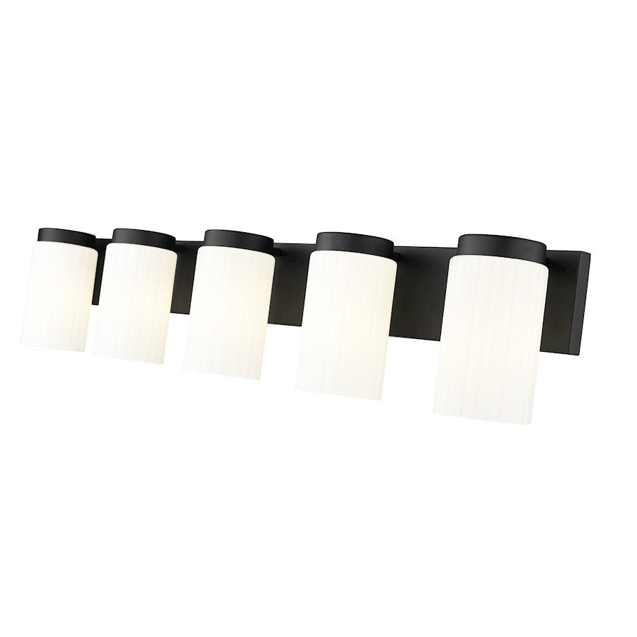 5 Light 38" Bathroom Vanity Light, Matte Black