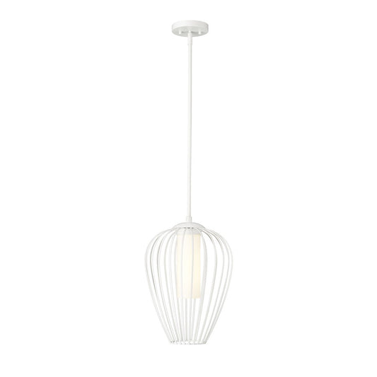 Z-Lite Savanti 1 Light Pendant, Textured White/White Opal - 7507-12TW