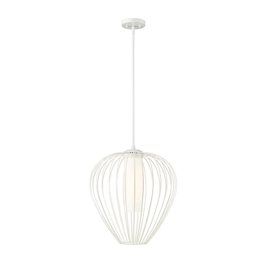 Z-Lite Savanti 1 Light 18" Pendant, Textured White/White Opal - 7507-18TW