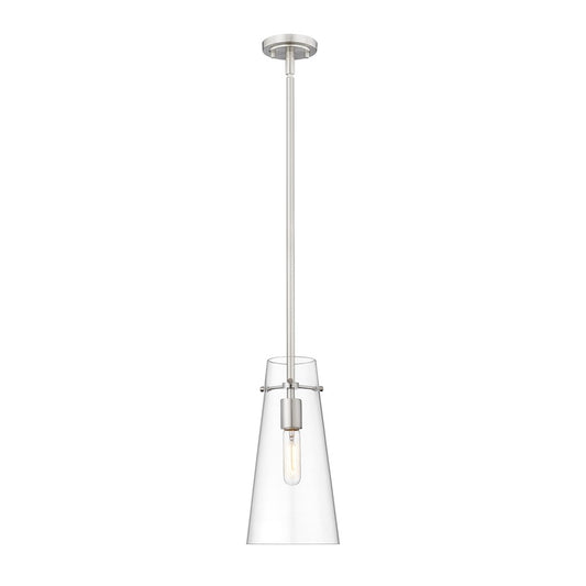 Z-Lite Kira 1 Light 7" Pendant, Brushed Nickel/Clear/Rod - 7508P-ROD-BN