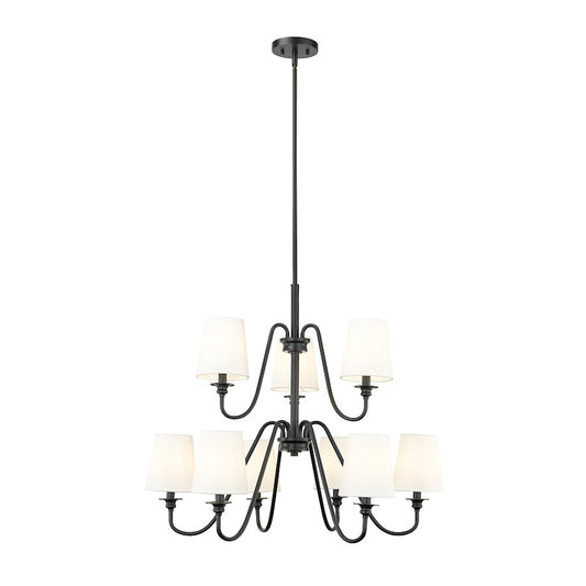 Z-Lite Gianna 9 Light 32" Chandelier, Matte Black/White - 7509-9-32MB