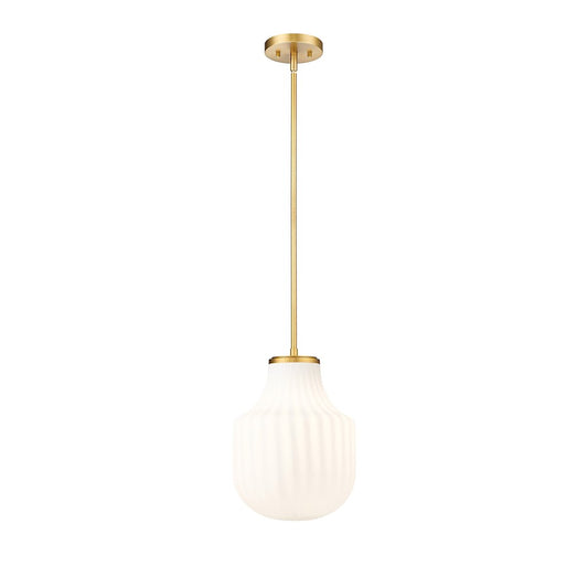 Z-Lite Newbury 1 Light 10" Pendant, Modern Gold/White Opal - 7510P10-MGLD