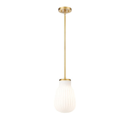 Z-Lite Newbury 1 Light 8" Pendant, Modern Gold/White Opal - 7511P8-MGLD