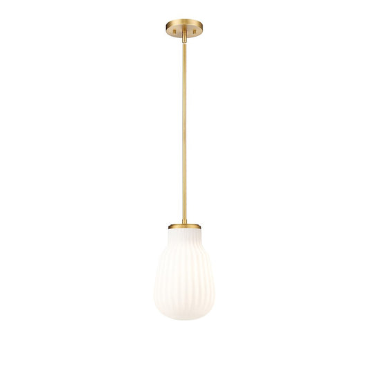 Z-Lite Newbury 1 Light 8" Pendant, Modern Gold/White Opal - 7511P8-MGLD