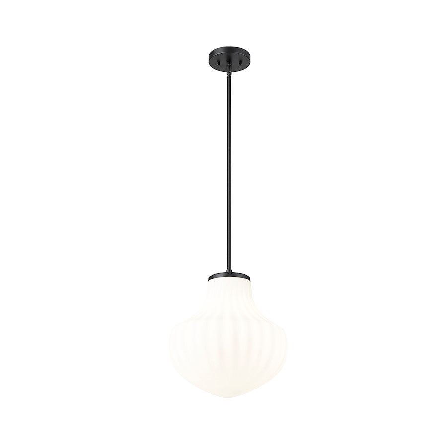 1 Light 13" Pendant, Matte Black