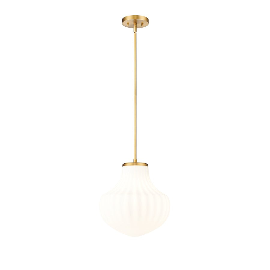 Z-Lite Newbury 1 Light 13" Pendant, Modern Gold/White Opal - 7512P13-MGLD