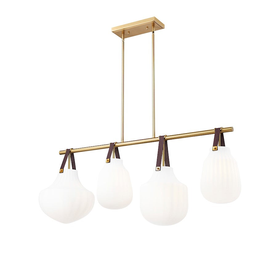 13" Linear Chandelier, Modern Gold