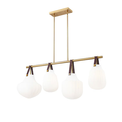 13" Linear Chandelier, Modern Gold