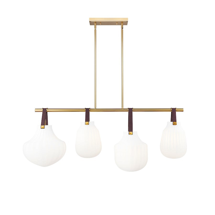 13" Linear Chandelier, Modern Gold