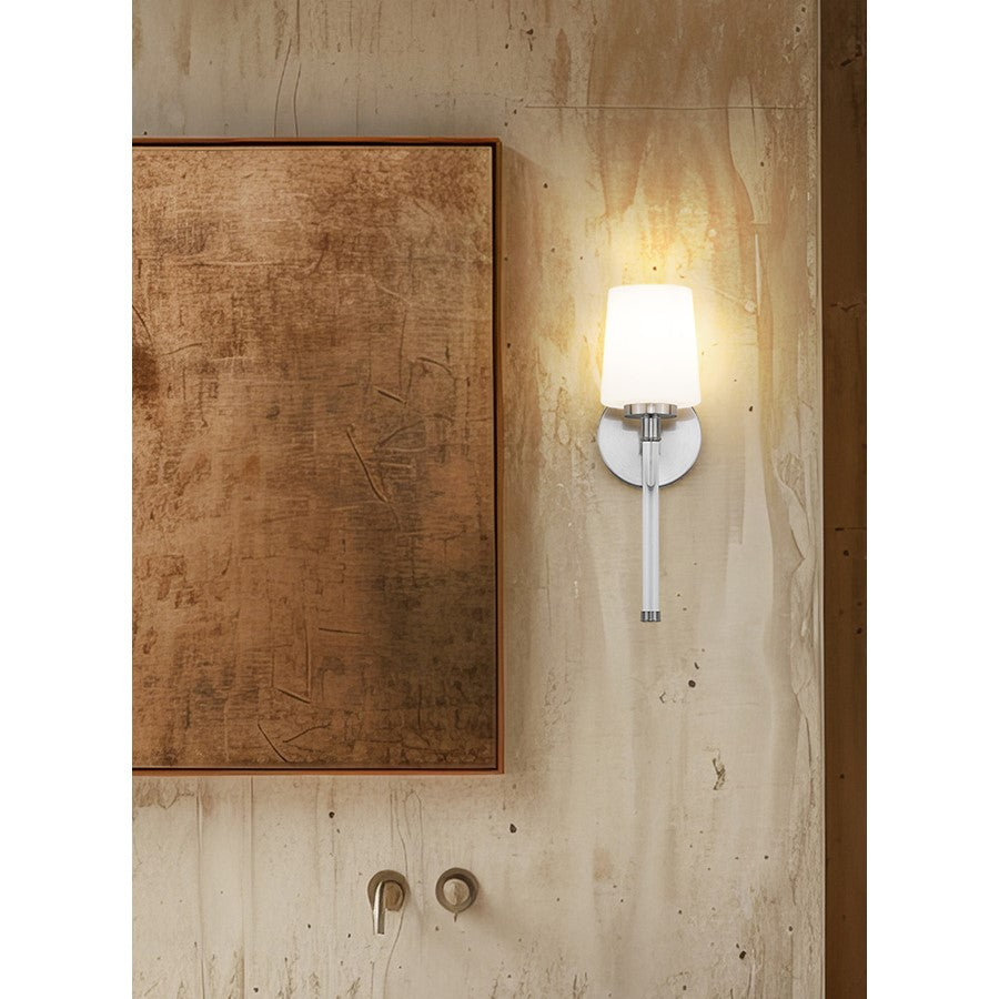 Z-Lite Henri 1 Light Wall Sconce, Brushed Nickel/White Opal