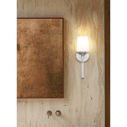 Z-Lite Henri 1 Light Wall Sconce, Brushed Nickel/White Opal