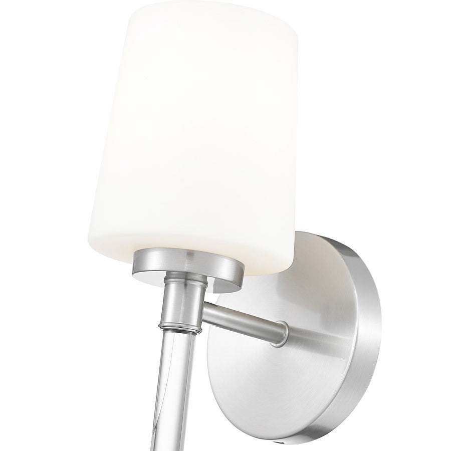 Z-Lite Henri 1 Light Wall Sconce, Brushed Nickel/White Opal