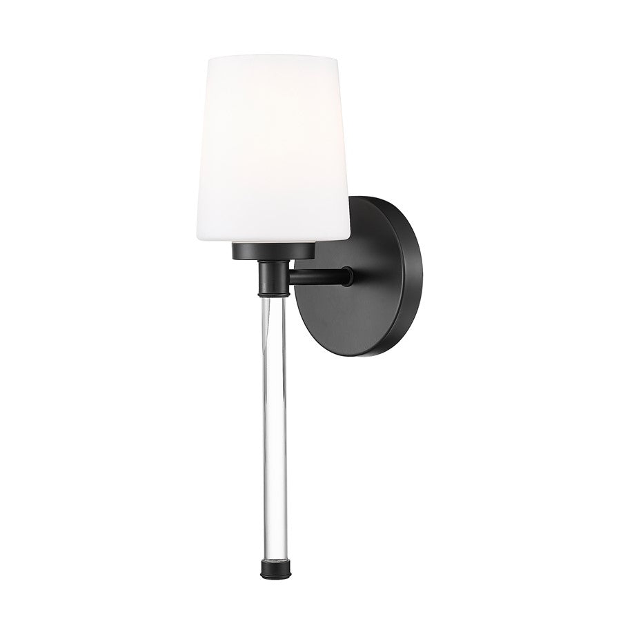 Z-Lite Henri 1 Light Wall Sconce, Matte Black/White Opal - 7700-1S-MB