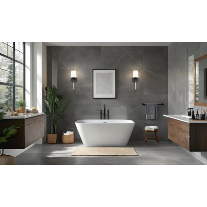 Z-Lite Henri 1 Light Wall Sconce, Matte Black/White Opal