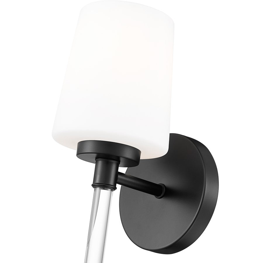 Z-Lite Henri 1 Light Wall Sconce, Matte Black/White Opal