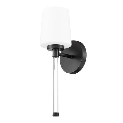 Z-Lite Henri 1 Light Wall Sconce, Matte Black/White Opal