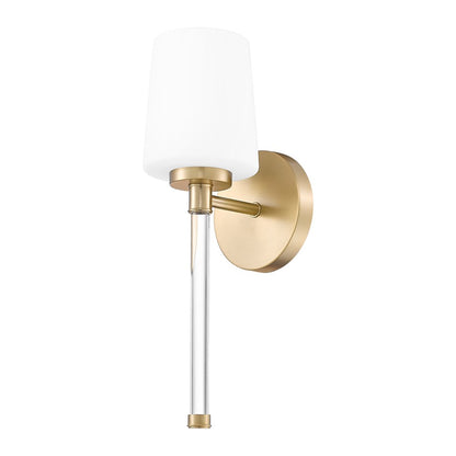 Z-Lite Henri 1 Light Wall Sconce, Modern Gold/White Opal
