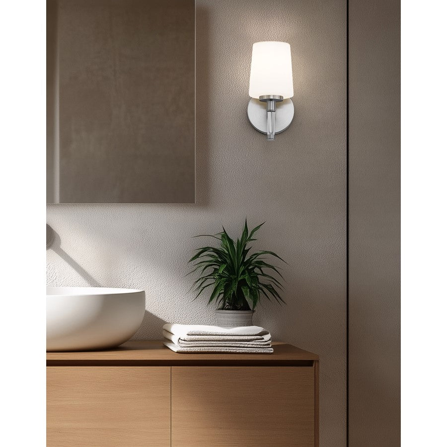 Z-Lite Henri 1 Light Vanity, Brushed Nickel/White Opal