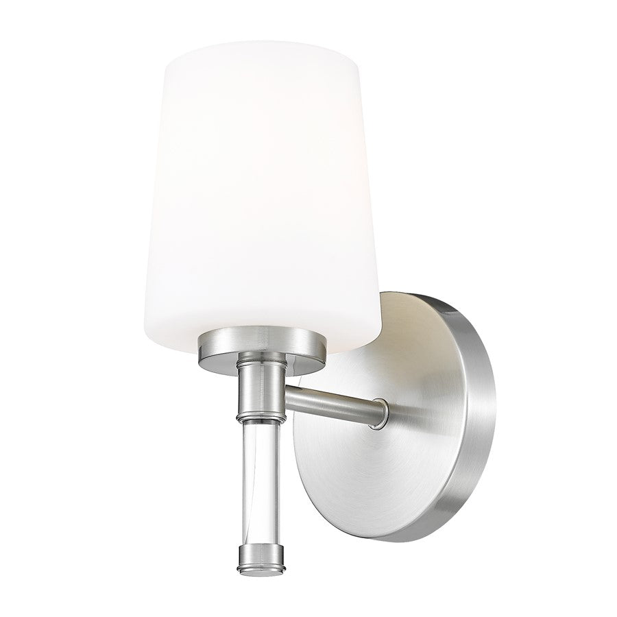 Z-Lite Henri 1 Light Vanity, Brushed Nickel/White Opal