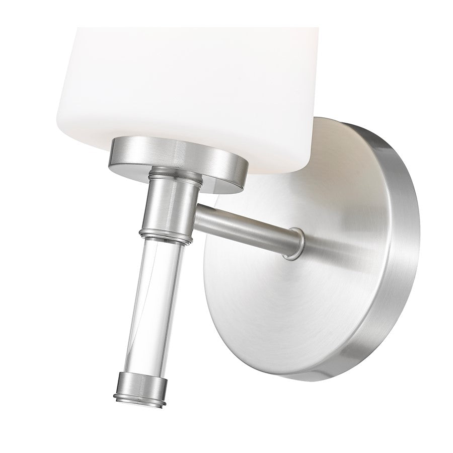 Z-Lite Henri 1 Light Vanity, Brushed Nickel/White Opal