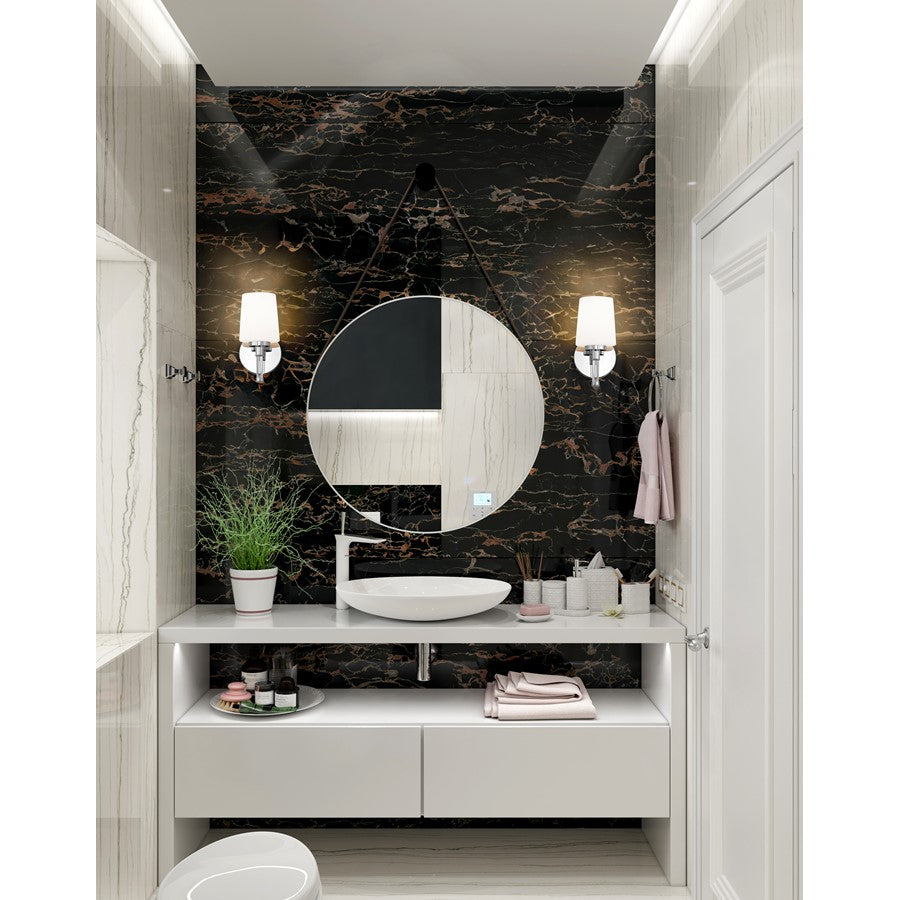 Z-Lite Henri 1 Light Vanity, Chrome /White Opal