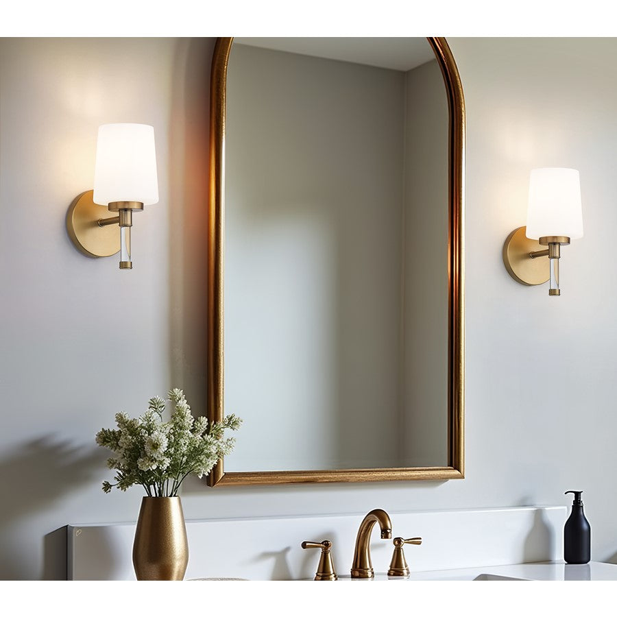 Z-Lite Henri 1 Light Vanity, Modern Gold/White Opal