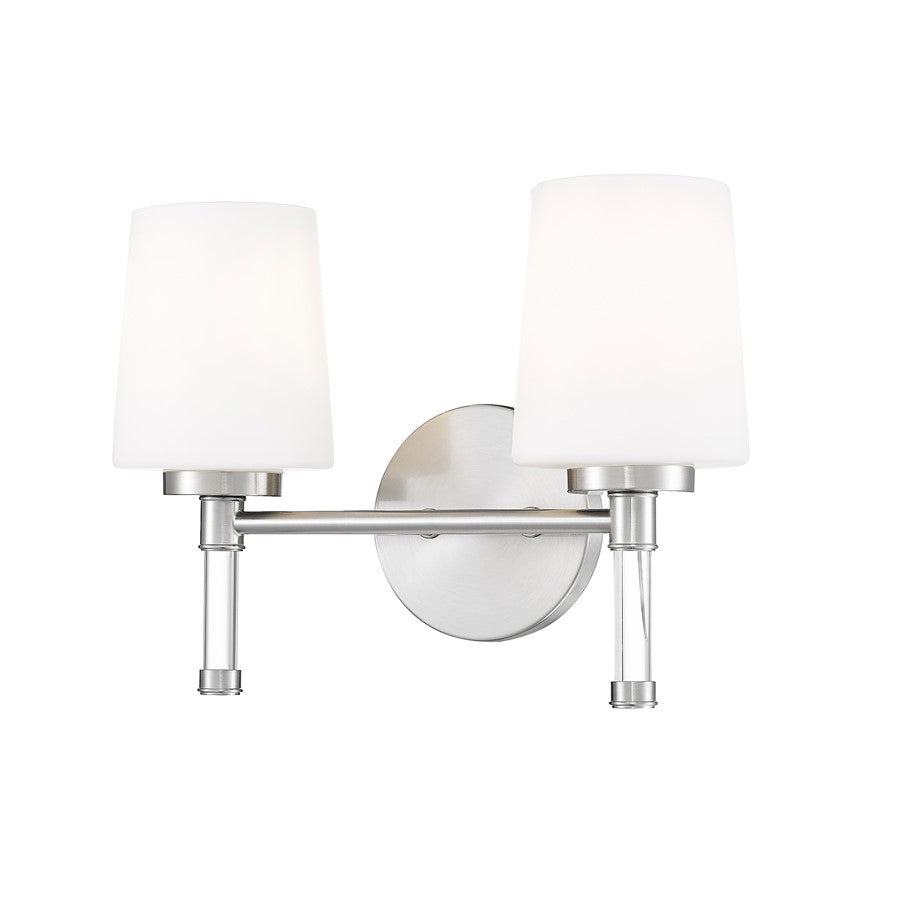 Z-Lite Henri 2 Light Vanity, Brushed Nickel/White Opal - 7700-2V-BN