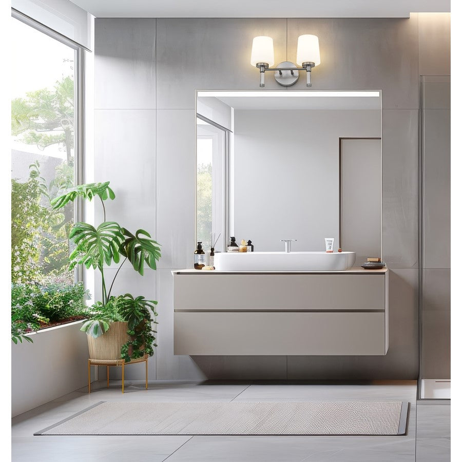 Z-Lite Henri 2 Light Vanity, Brushed Nickel/White Opal