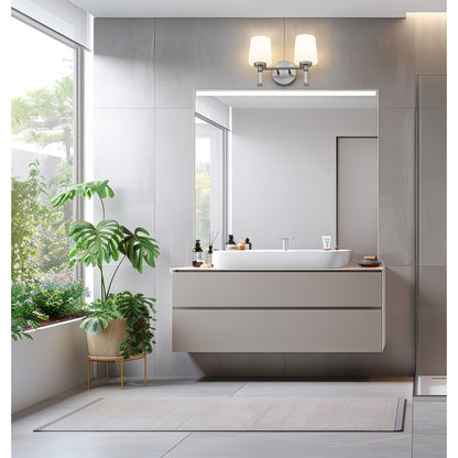 Z-Lite Henri 2 Light Vanity, Brushed Nickel/White Opal