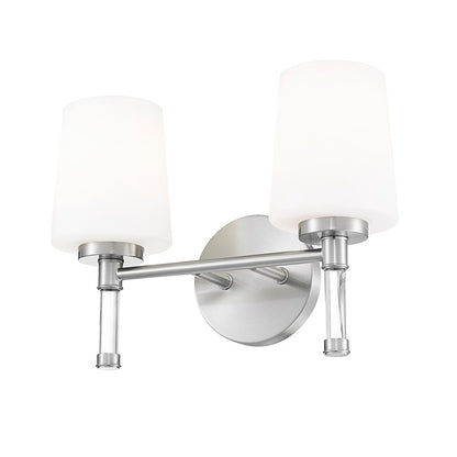 Z-Lite Henri 2 Light Vanity, Brushed Nickel/White Opal