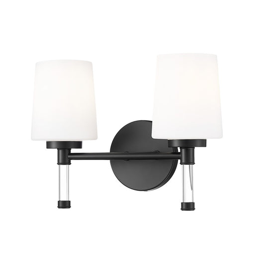 Z-Lite Henri 2 Light Vanity, Matte Black/White Opal - 7700-2V-MB