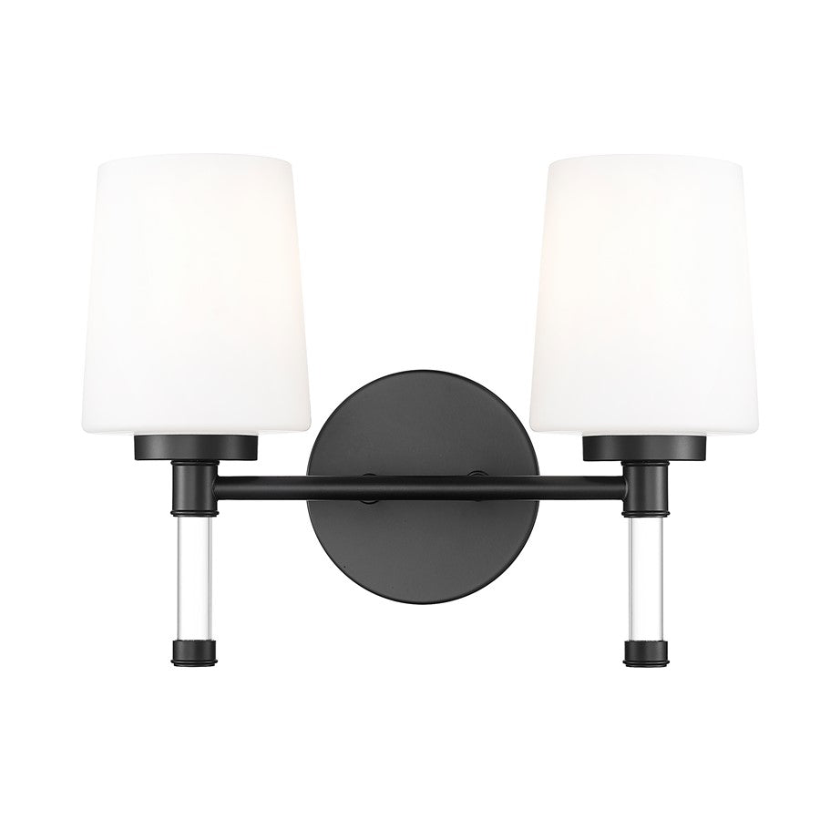Z-Lite Henri 2 Light Vanity, Matte Black/White Opal