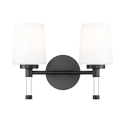 Z-Lite Henri 2 Light Vanity, Matte Black/White Opal