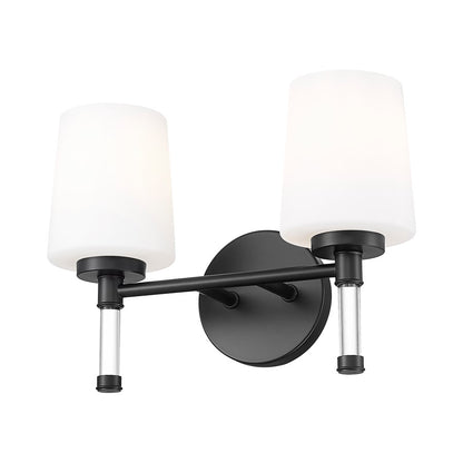Z-Lite Henri 2 Light Vanity, Matte Black/White Opal