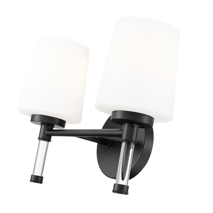 Z-Lite Henri 2 Light Vanity, Matte Black/White Opal