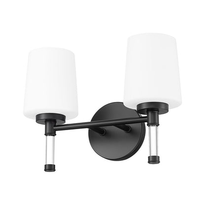 Z-Lite Henri 2 Light Vanity, Matte Black/White Opal