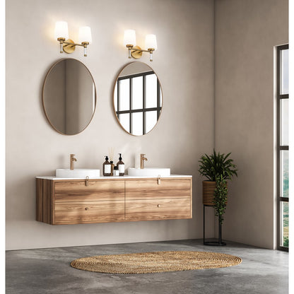 Z-Lite Henri 2 Light Vanity, Modern Gold/White Opal