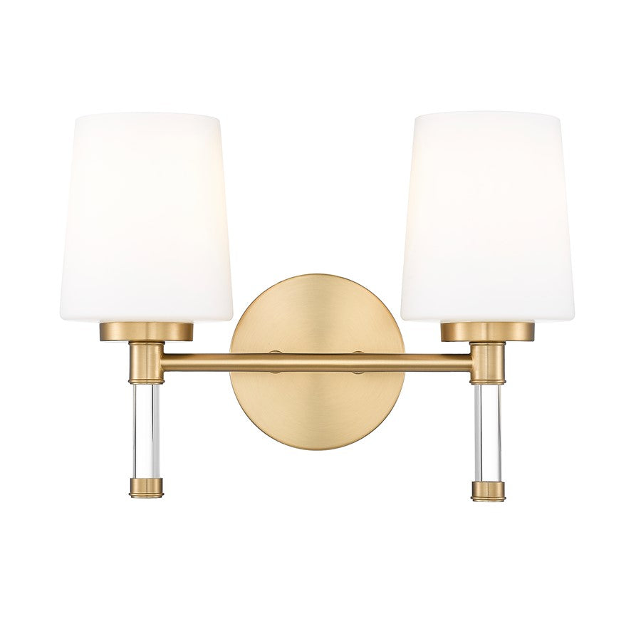 Z-Lite Henri 2 Light Vanity, Modern Gold/White Opal
