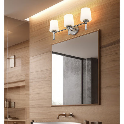 Z-Lite Henri 3 Light Vanity, Brushed Nickel/White Opal