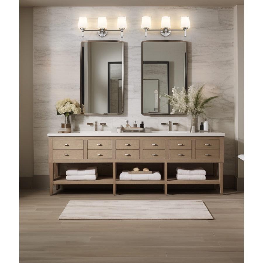 Z-Lite Henri 3 Light Vanity, Brushed Nickel/White Opal