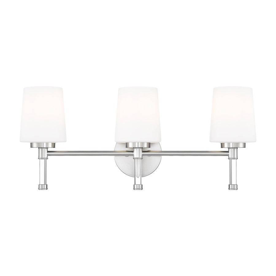 Z-Lite Henri 3 Light Vanity, Brushed Nickel/White Opal