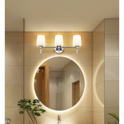 Z-Lite Henri 3 Light Vanity, Chrome /White Opal