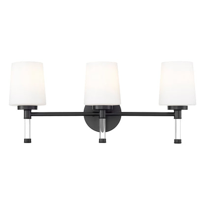 Z-Lite Henri 3 Light Vanity, Matte Black/White Opal