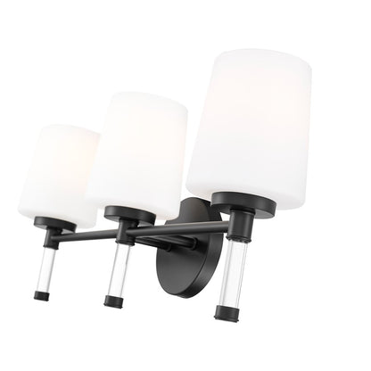 Z-Lite Henri 3 Light Vanity, Matte Black/White Opal