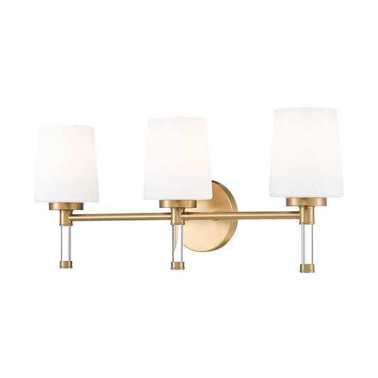 Z-Lite Henri 3 Light Vanity, Modern Gold/White Opal - 7700-3V-MGLD